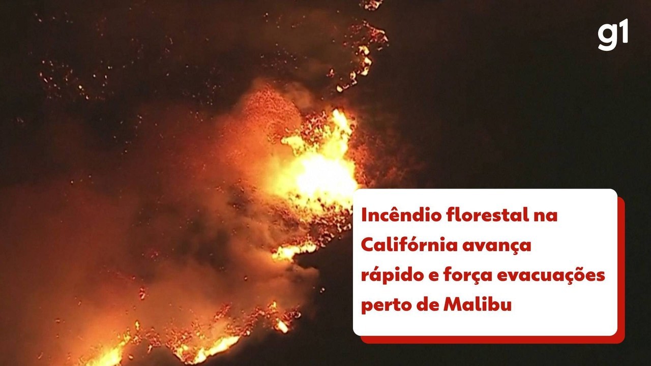 Incêndio florestal na Califórnia avança rápido e força evacuações perto de Malibu; VÍDEO